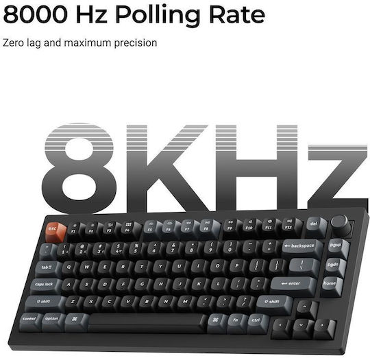 Keychron V1 Ultra 8K V1U-D4 Tastatură Mecanică de Gaming Fără Fir 75% cu Comutatoare Keychron Silk POM Banana și Iluminare RGB (Engleză SUA)