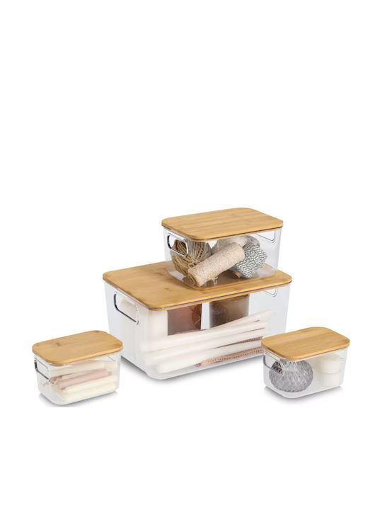 Zeller Cutie De Depozitare Din Plastic Cu Capac Transparent 31x22x15cm 4 Bucăți