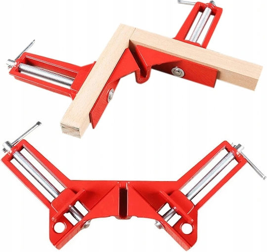 Set 4 Gehrungsklemmen Zola Holz Metall 90-Grad Winkel 75x15 Mm Rote