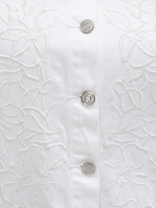 Long Sleeve Women's Denim Shirt White