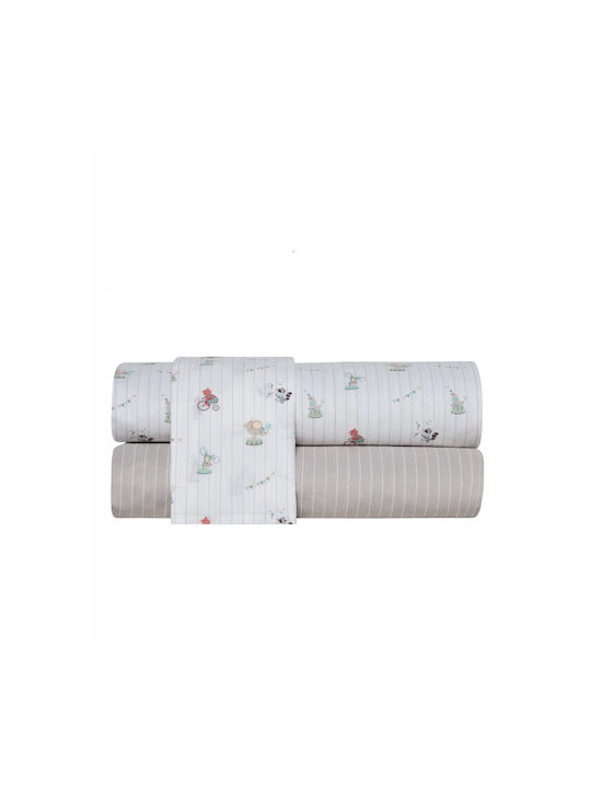 Kentia Set Baby Crib Sheets Cotton White 120x170cm
