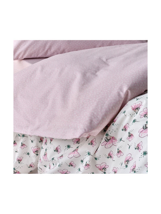 Kentia Set Lenjerii de Pat Bebe Pentru Pătuț Bumbac Roz 120x170cm