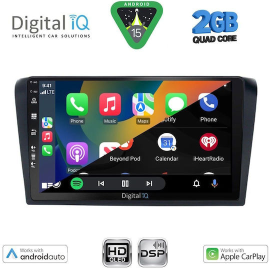 Digital IQ Auto-Audiosysteme für Mazda 3 2003-2008 mit Klima (Bluetooth/USB/Eingebautes Wi-Fi / 3G/GPS/Android Auto) mit Touchscreen 9 Zoll