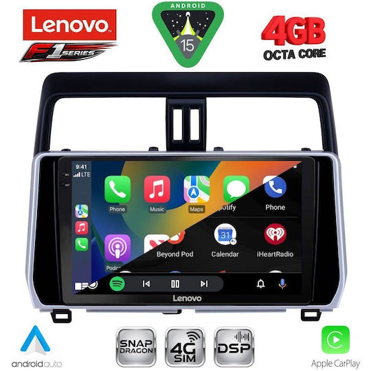 Lenovo Ηχοσύστημα Αυτοκινήτου για Toyota Land Cruiser 2019-2023 (Bluetooth/USB/WiFi/GPS/Apple-Carplay/Android-Auto) με Οθόνη Αφής 10"