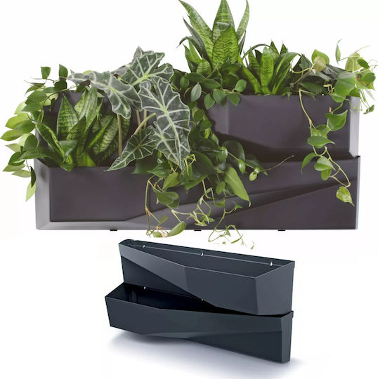 Set 2 Ghivece De Flori Din Plastic Gri Antracit