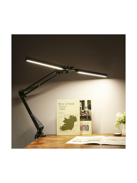LED Iluminat de Birou cu Braț Flexibil și Clip în Culoare Neagră