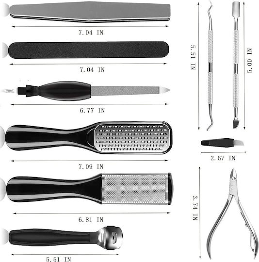 Set Pedichiură Ubx 24 Piese Pilă De Unghii Pilă Pentru Călcâi Clipper De Unghii Alte Accesorii Negre
