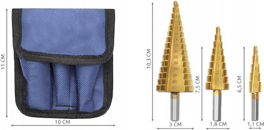 Set 3 Burghie Conice HSS Din Titan Pentru Metal