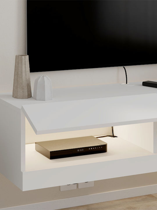 Έπιπλο Τηλεόρασης Moon με Φωτισμό LED Λευκό Μ120xΠ33.8xΥ30cm