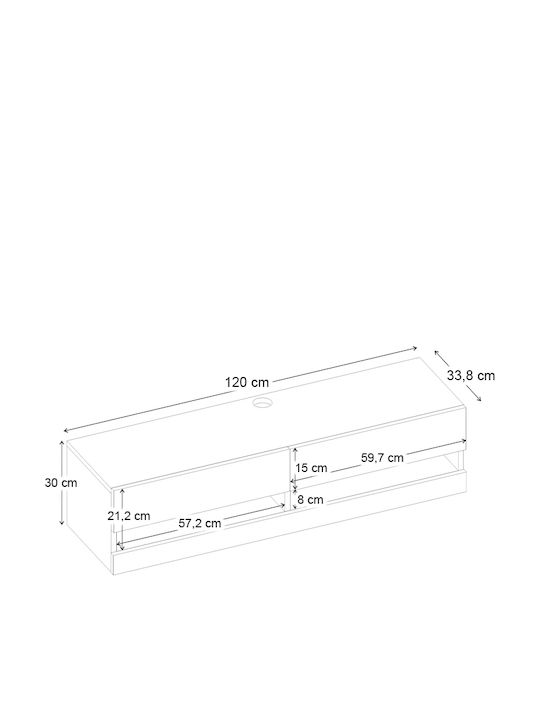 Έπιπλο Τηλεόρασης Moon με Φωτισμό LED Λευκό Μ120xΠ33.8xΥ30cm