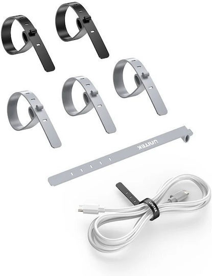 Unitek Cable Organizer Silicone Flexities 5pk 2xblack 3xgrey 135x10mm Ot1095a