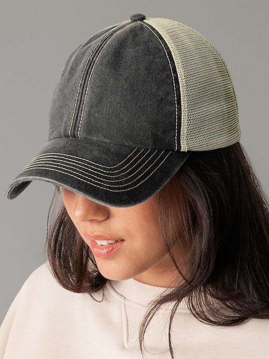 6 Panel Vintage Trucker Beechfield B672 Vintage Black Stone