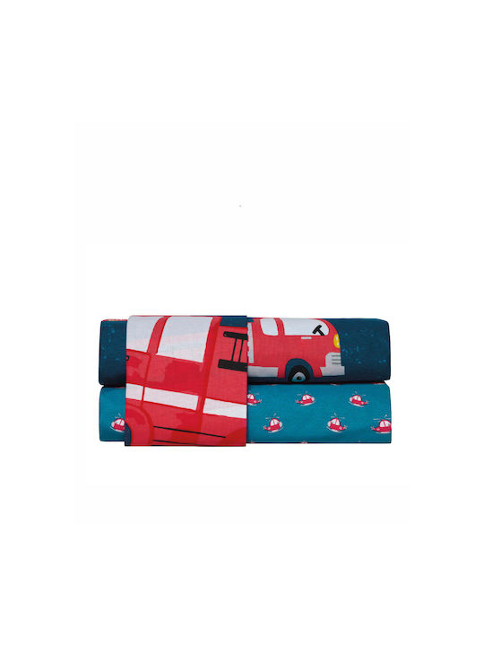 Kentia Set Single Cotton Blue Sheets 160x270cm 3 Pieces