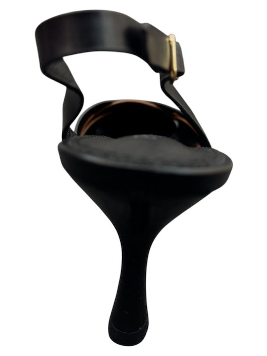 Pointed Toe Heels with Strap & Mid Heel Black