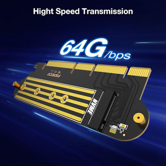 Adaptor M.2 NVMe PCI-E X1 Zola Compatibil Cu Unități M2 2230 2242 2260 2280 64 Gbps Negru