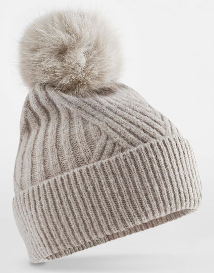 Beanie Unisex Căciulă cu Tricotaj Coastă în Culoare Bej