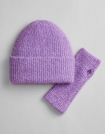 Beanie Unisex Σκούφος Πλεκτός σε Λιλά χρώμα
