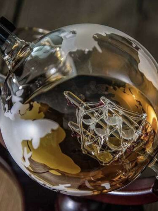 Carafă de Servire din Sticlă pentru Whiskey 22cm cu Dop și Pahare Gri