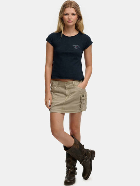 Leder Mini Damenrock Braun