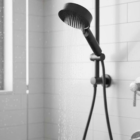 Avizar Rectangular Single-jet Hand Shower Adjustable Pressure Compact Size 22x9cm Black