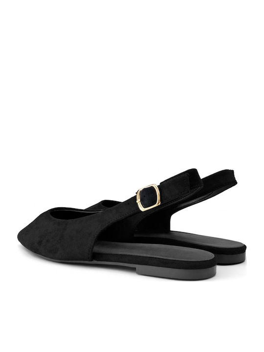 Suede Women's Ballerina Shoes Slingback in Black Colour