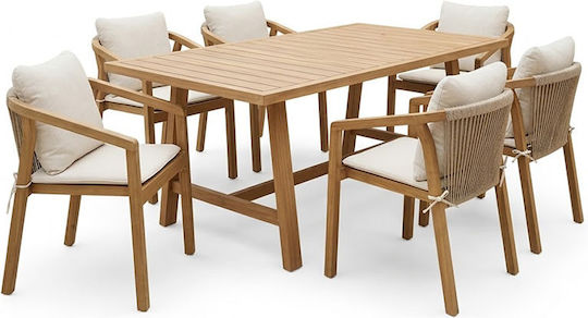 Garten- und Outdoor-Möbelset Typsatz Speisesaal 7 Stück Massives Akazienholz mit Kissen Garten- und Outdoor-Möbelset Typsatz Speisesaal 7 Stück Massives Akazienholz mit Kissen