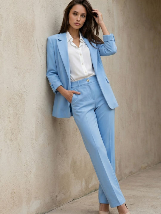 Derpouli Blazer Für Damen Hellblau