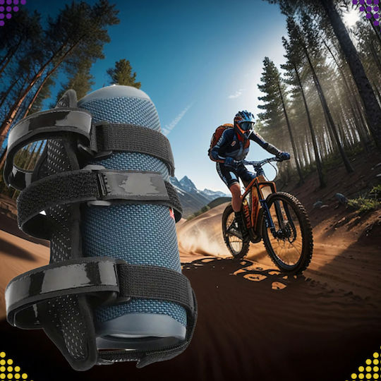 Suport Bidon Bicicletă Trotinetă Zola Prindere cu Velcro Ghidon Cadru Montare Circumferință Maximă 35 Cm PVC Negru