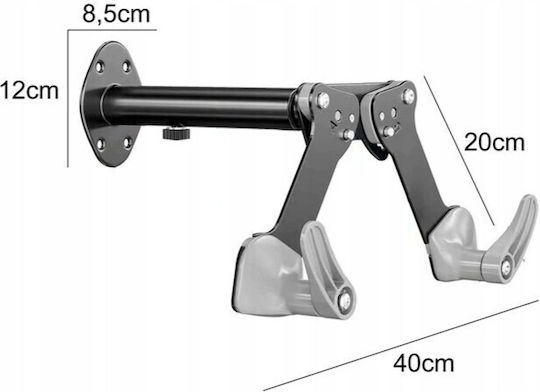 Suport Bicicletă Zola Brațe Reglabile 26.5-40 Cm Cadre 5 Cm Sarcină 25 Kg Aliaj Aluminiu Oțel 40x28x12 Cm Negru