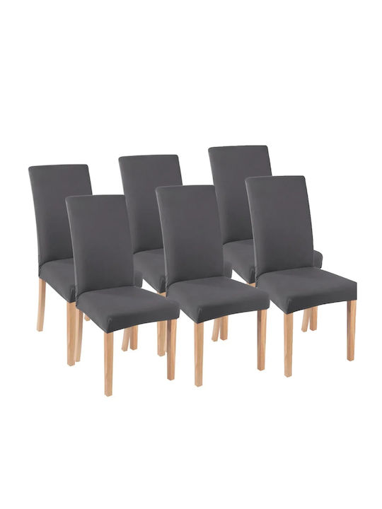 Husă Elastică Scaun Gri 65x40cm 6 Bucăți