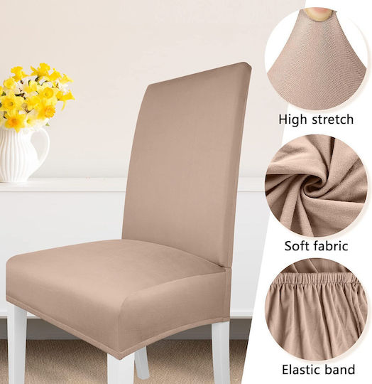 Husă Elastică Scaun Bej 65x40cm 6 Bucăți