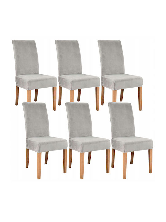 Elastic Chair Cover Gray 65x40cm 6 Pieces