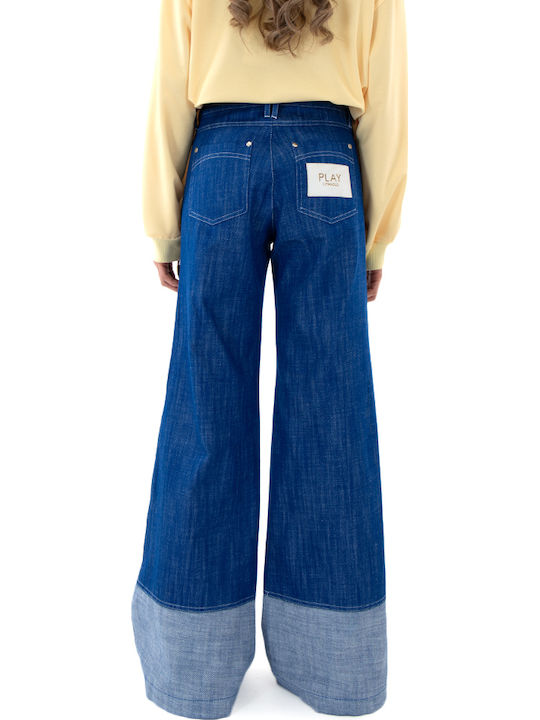C. Manolo Damen Hochgeschnittene Stoffhose Gerade Blaue