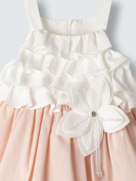 Children's Dress Sleeveless Tulle White-pink