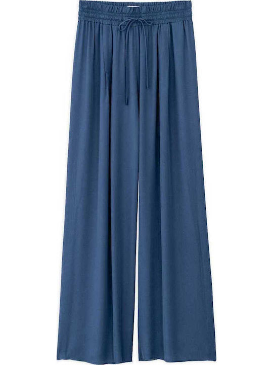 Women's Satin Pantaloons with Rubber Band Dark Blue