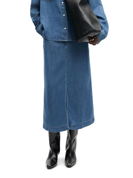 Denim Midi Rock Blau
