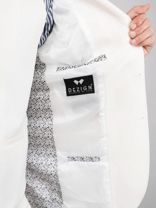 Summer Men's Suit with Slim Fit White