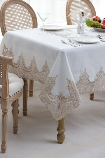 Liolios Home Pls-7b027 с Бродерия Светло Кафяв 160x220 см Покривка за маса Liolios Home Pls-7b027 с Бродерия Светло Кафяв 160x220 см Покривка за маса