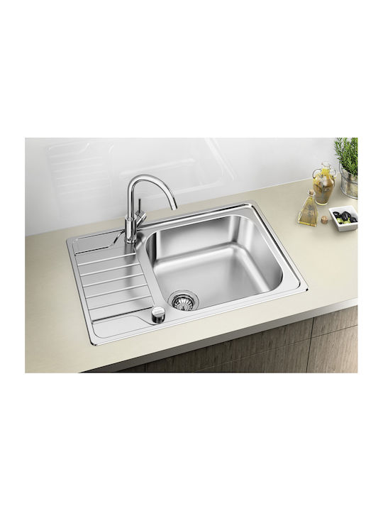 Blanco Drop-In Kitchen Sink Inox Brushed with Faucet L78xW50cm Gray