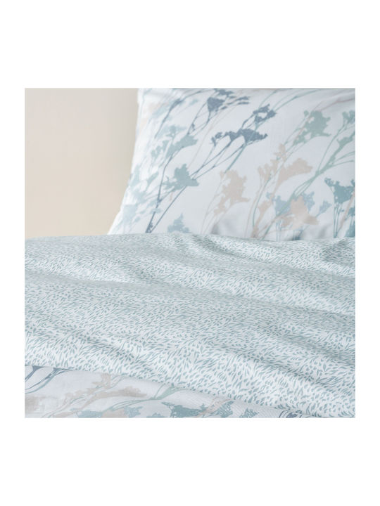 Kentia Cotton Duvet Cover Set 225x245cm King Size with 2 Pillowcases Breza Light Blue