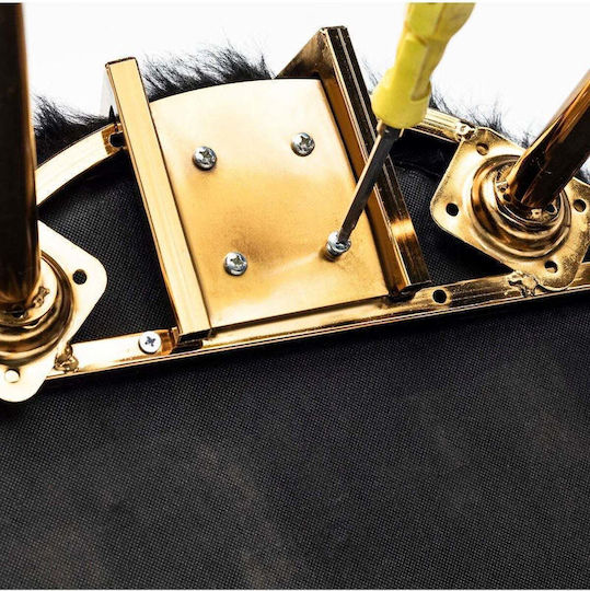Angel Make-up Stuhl Schwarz/Gold Mit Pelz Sitz 48x50cm