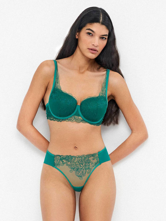 Gisela Lace Underwear Set Bralette With Slip Green