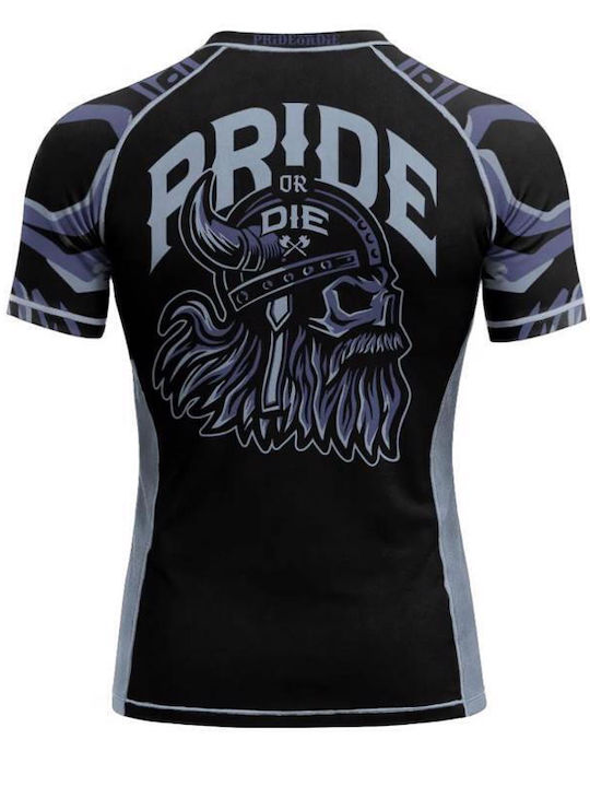 PrideOrDie Ανδρική Κοντομάνικη Μπλούζα POD299 για Jiu-Jitsu Μαύρη