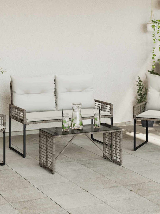 Sitting Room Table for Small Outdoor Spaces Rattan Gray and Black 80x40x40cm