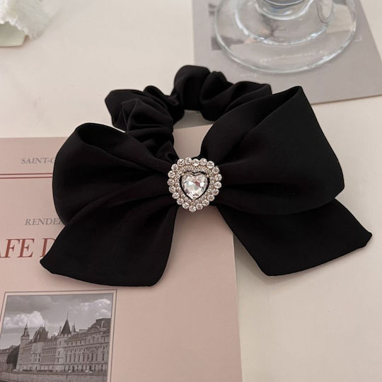 Avizar Classic Scrunchie Butterfly Satin Hair Black Diamond Black