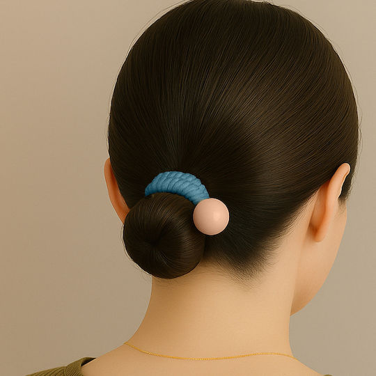 Avizar Classic Scrunchies Duo Mesh Hair Minimalist Pearl Blue Blue
