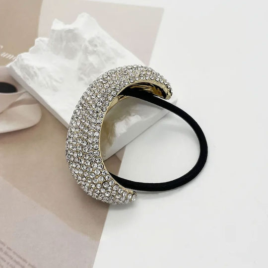 Avizar Elastische Haargummis Gold Veredelt Geometrisch Rhinestone Gold