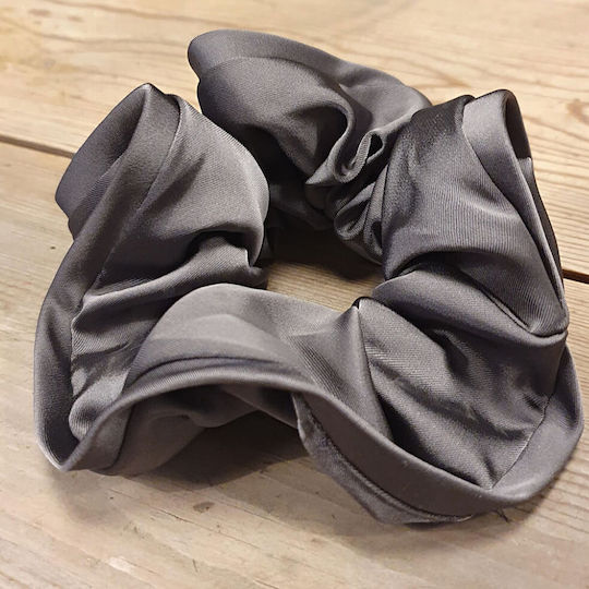 Avizar Classic Scrunchie Anthracite Minimalist Solid Silk Hair Charcoal-grey