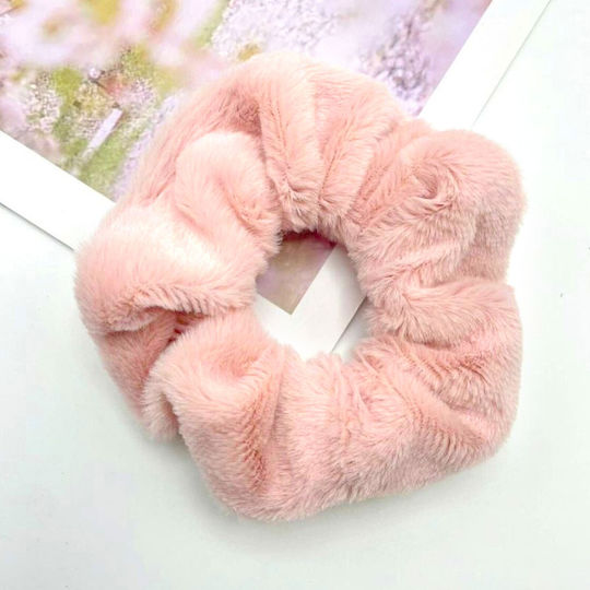 Avizar Lint Scrunchie Hair In Minky Fluffy Delicate Pink Pink