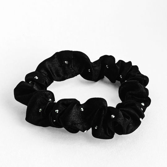 Avizar Klassischer Haargummi Aus Samt Geknöpft Diamant Chic Schwarz Schwarz